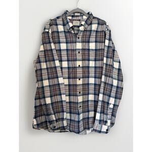 LL Bean Shirt Mens XXL Long Sleeve Outdoors Button Front Plaid Flannel Fitted